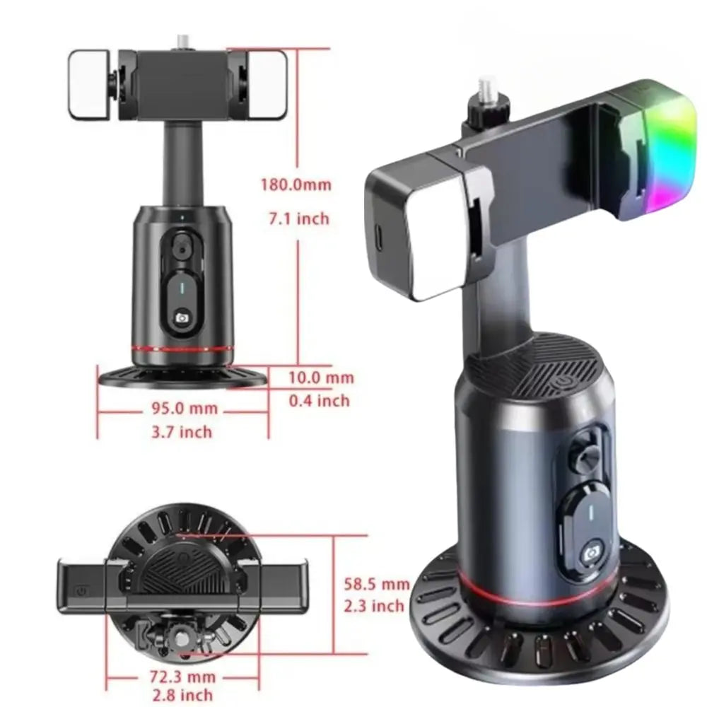AI Face Tracking Gimbal 360° — Auto Follow, Fill Light, No App Needed