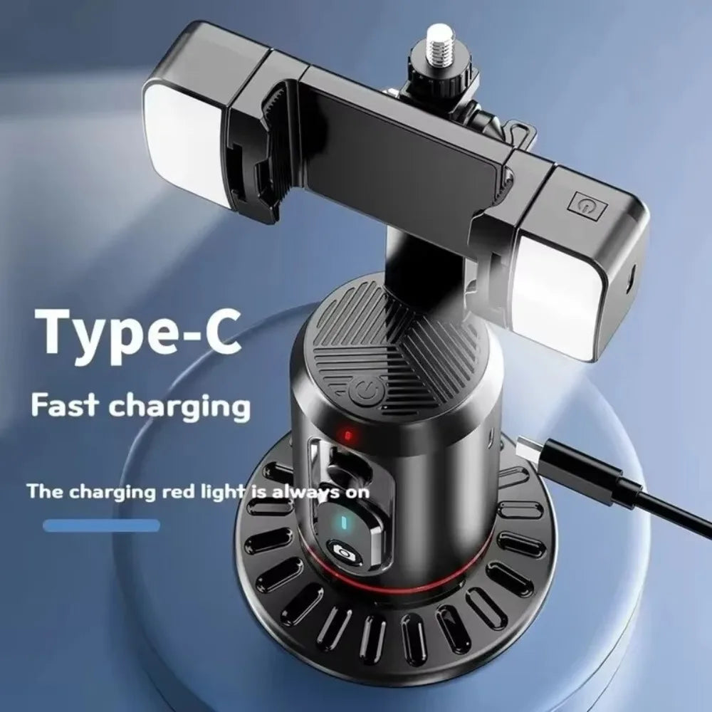 AI Face Tracking Gimbal 360° — Auto Follow, Fill Light, No App Needed
